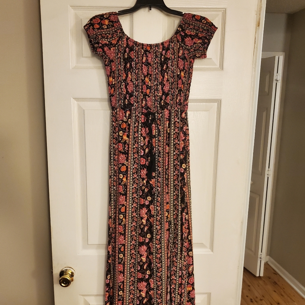 Long Floral Dress, Ruched Top